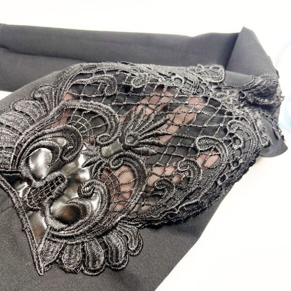 Bebe Women's Black High-Waisted Leggings with Sheer Lace Appliqué Detail Bebe XS - Picture 8 of 9